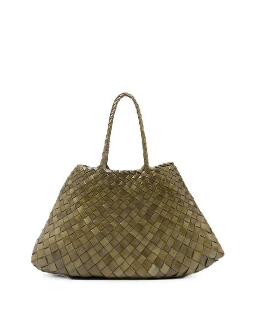 Dragon Diffusion Green Big Santa Croce Woven Leather Tote Bag
