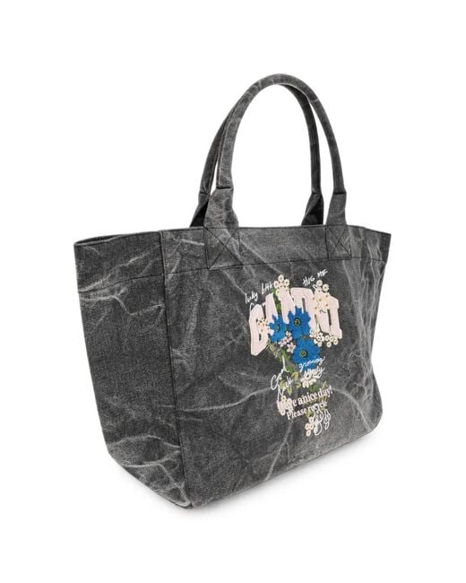 Ganni Black Shopper Mit Logo-Patch