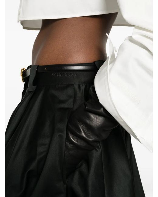 Balenciaga Black Jupe Mi-Longue À Fronces