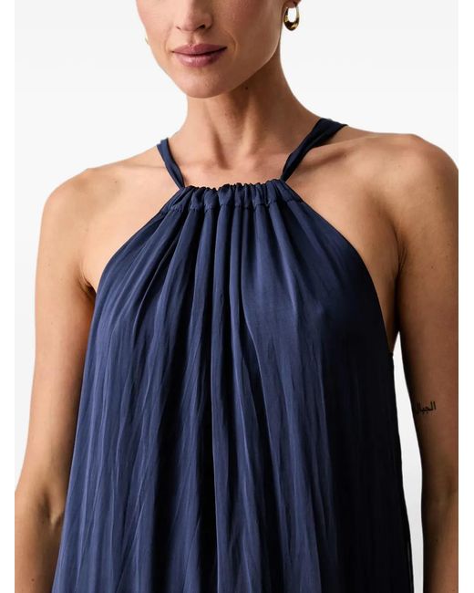 Haveone Blue Halterneck Tiered Maxi Dress
