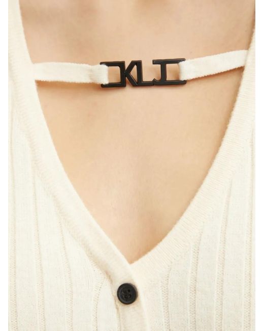 Karl Lagerfeld Natural Ribbed Button-Front Midi Dress