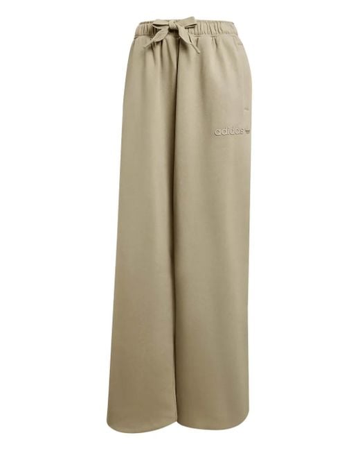 Adidas Natural Tie-Waist Embroidered Track Pants