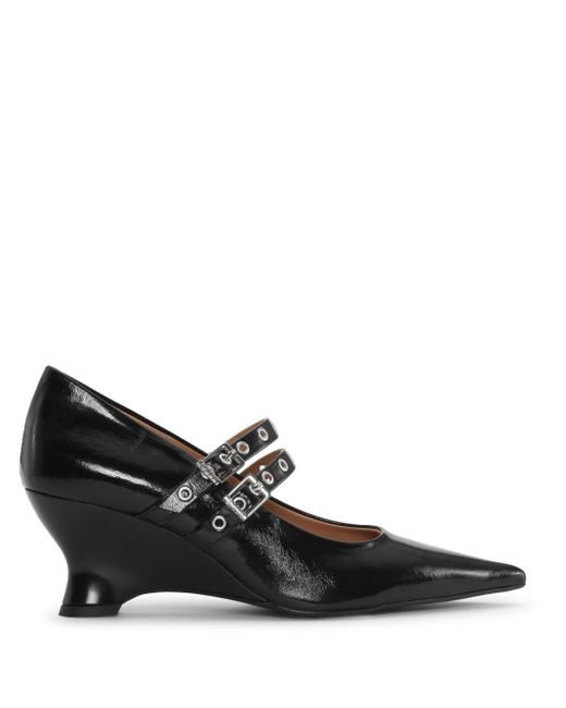 Zapatos de tacón Mary Jane con ojales Ganni de color Black