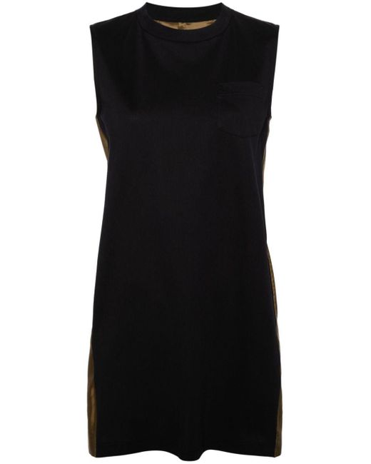 Sacai Maxi-jurk Met Geplooid Detail in het Black