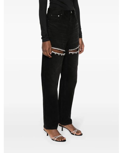 Area Black Crystal Slit Tapered Leg