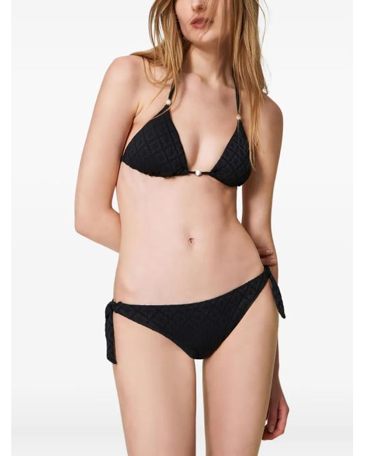 Twinset Black Broderie Anglaise Triangle Bikini Top
