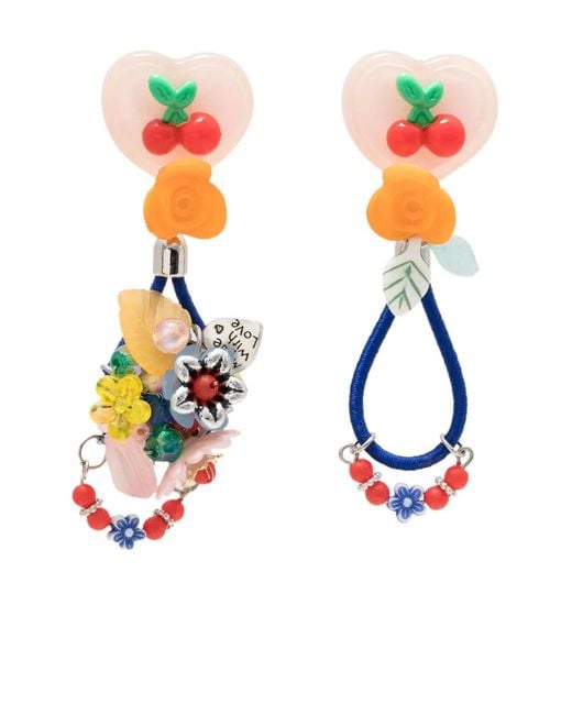 Amir Slama White Cherry-Motif Drop Earrings