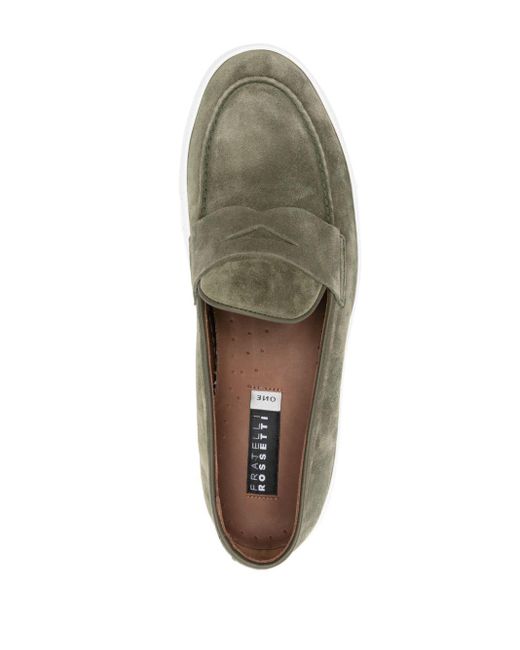 Fratelli Rossetti Green Penny-slot Suede Loafers for men