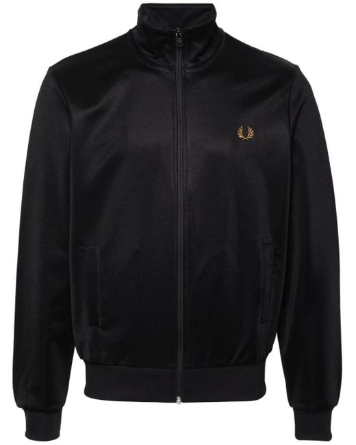 Fred Perry Black Logo-embroidered Track Jacket for men