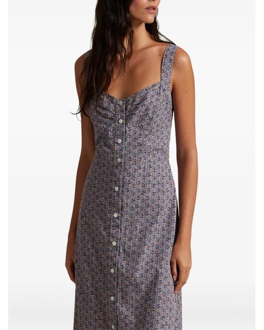 Polo Ralph Lauren Purple Floral-print Button-front Dress
