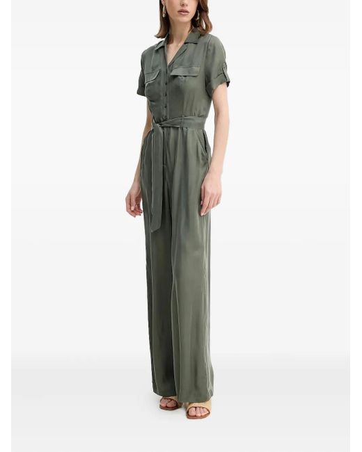 Guess Jumpsuit Met Knoopsluiting En Ceintuur in het Green