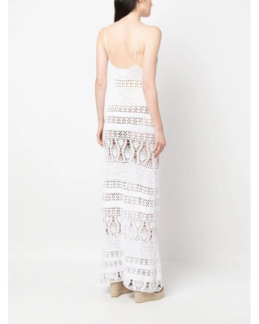 DSquared² White Crochet-Knit Maxi Dress