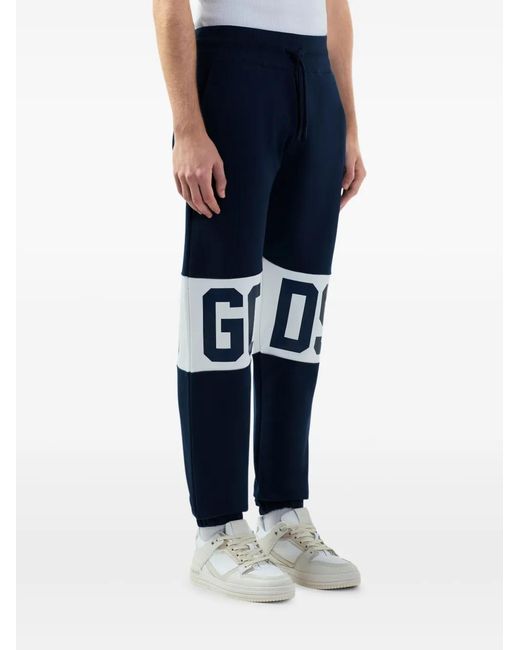 Gcds Blue Logo-Print Trousers for men