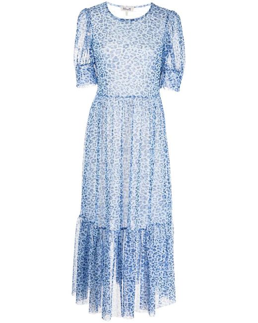Baum und Pferdgarten Jocelyn Tiered Mesh Midi Dress in Blue | Lyst UK