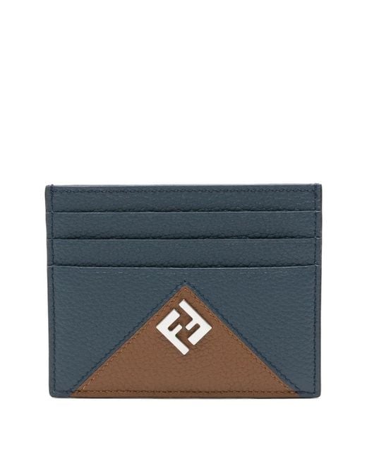 Fendi Blue Porte-Cartes En Cuir Grainé À Plaque Logo for men