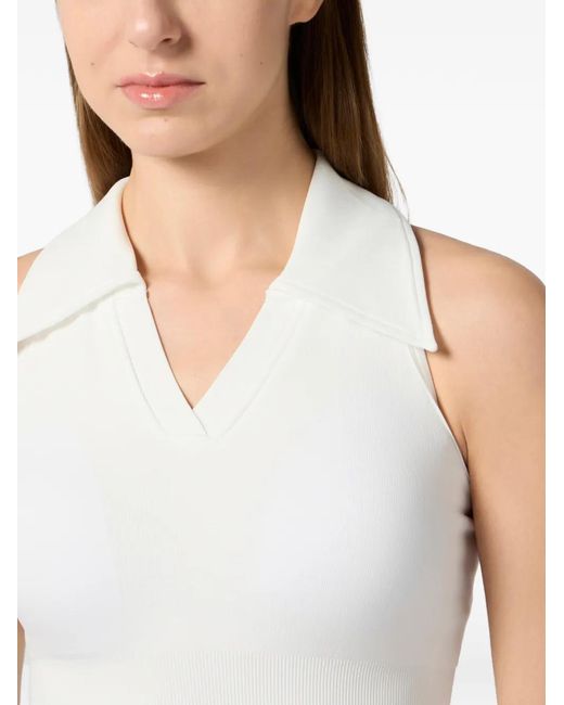 Philipp Plein White Polo-Neck Cropped Top