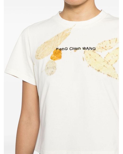 Feng Chen Wang White Logo-embroidered Cotton T-shirt