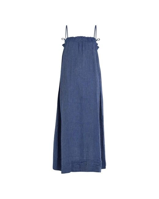 Eileen Fisher Blue Striped Midi Dress
