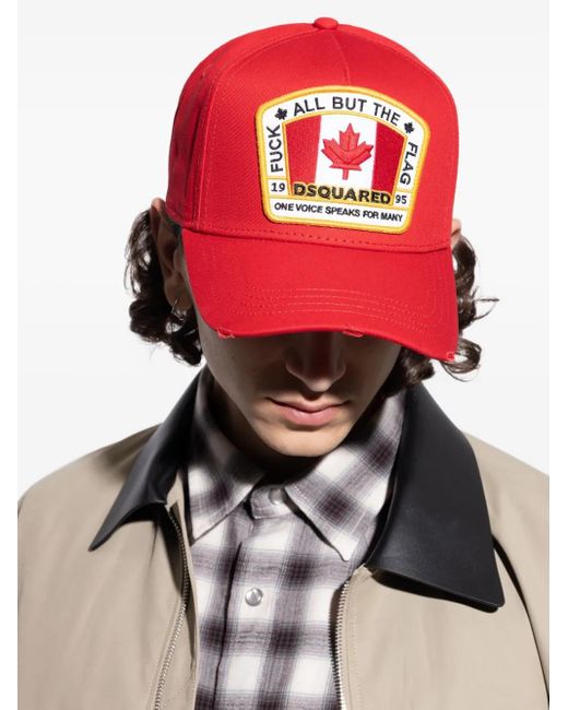 DSquared² Red Flag-Patch Baseball Cap