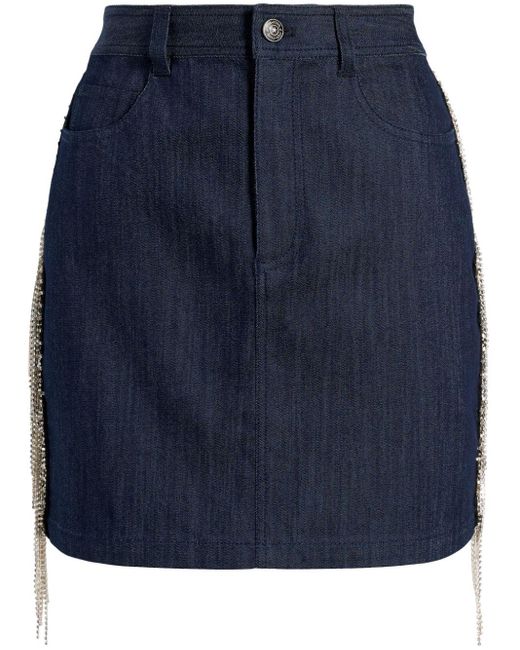 Cinq À Sept Blue Dara Embellished Denim Skirt