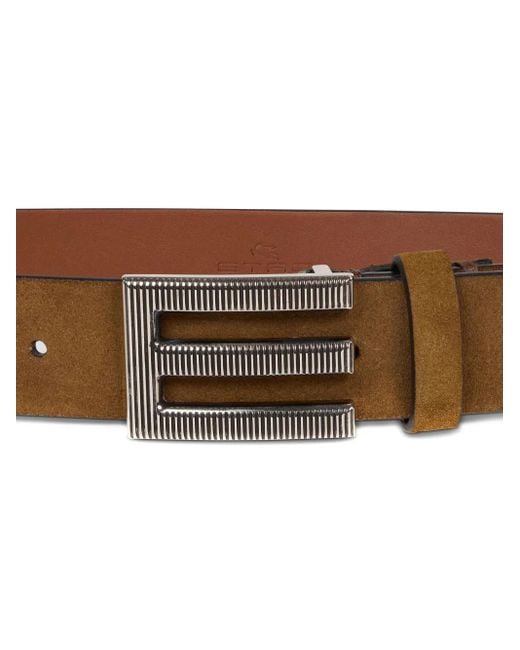 Etro Brown Monogram-Buckle Belt for men