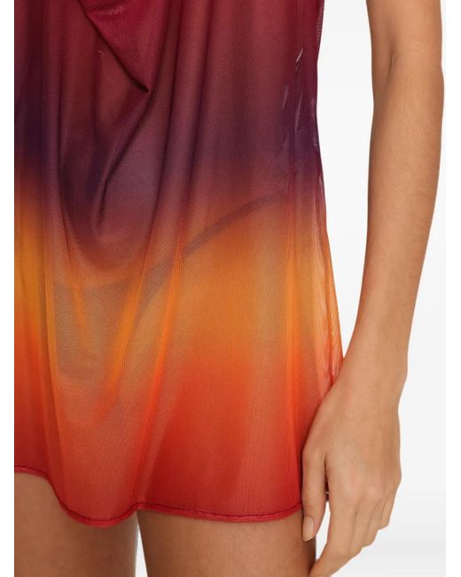 Amir Slama Pink X Tati Barbieri Ombré-Mesh Halterneck Beach Cover-Up