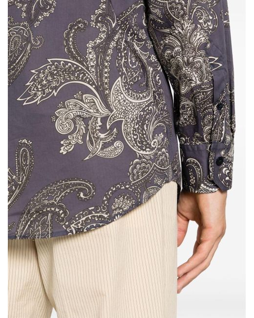 Camicia con stampa paisley di Etro in Gray da Uomo