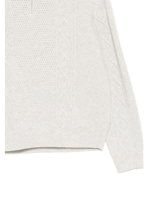 CROQUIS White Half-High Collar Long-Sleeved Sweatshirt for men