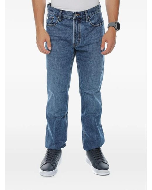 Emporio Armani Blue Logo-Plaque Jeans for men