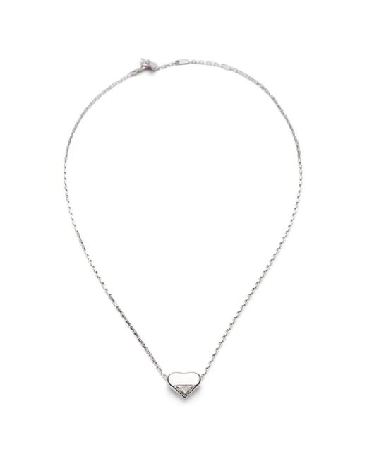 Prada White Eternal Nano Heart Diamond Necklace