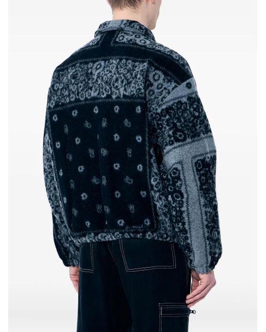 Nomarythm Textile Blue Bandana Fleece Jacket for men