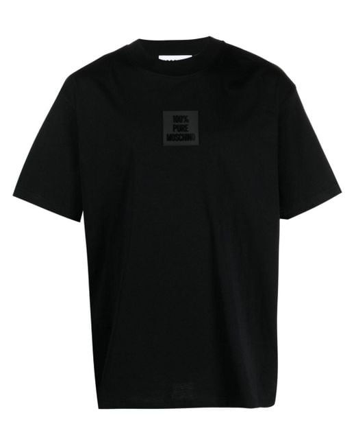 T-shirt en coton à patch logo Moschino pour homme en coloris Black