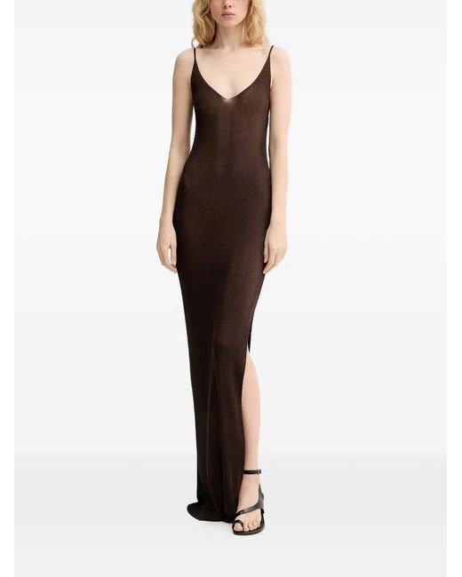 Gestuz Brown Gzsilvi Ribbed-Knit Side-Slit Maxi Dress