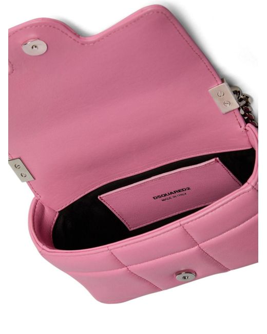 Bolso acolchado con placa del logo DSquared² de color Pink
