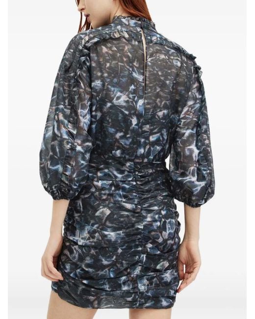 AllSaints Blue Abstract-print Mini Dress