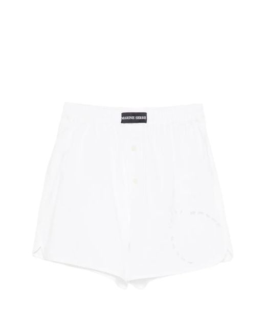 MARINE SERRE White Elasticated-Waistband Shorts