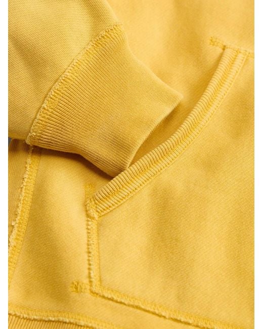 RRL Yellow Drawstring Ribbed Fleece Hoodie for men