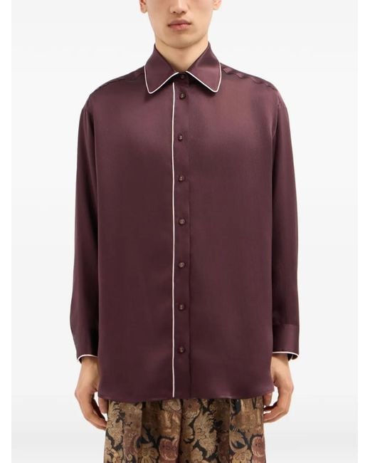 Pierre Louis Mascia Purple Mutka Silk Shirt for men