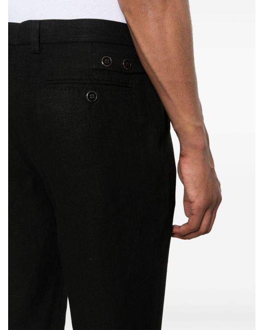 Dolce & Gabbana Black Slim-fit Linen Trousers for men