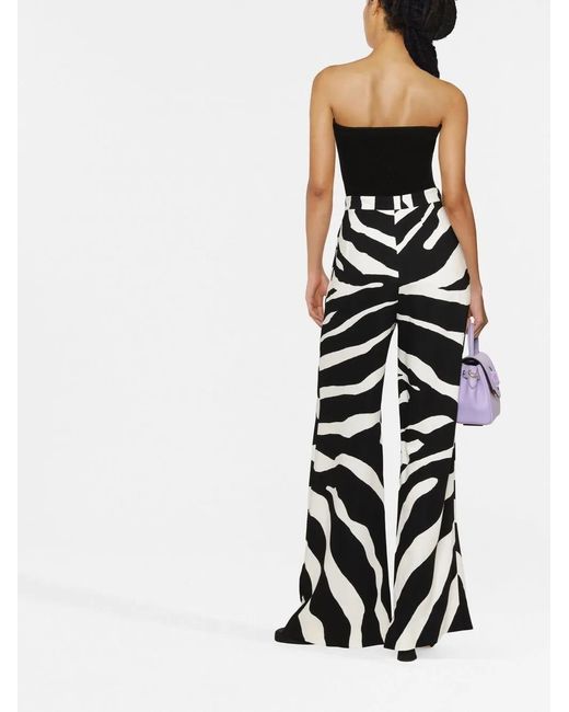 Dolce & Gabbana White Zebra-Print Flared Trousers