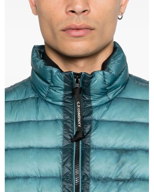 C P Company Blue Quilted Front-Zip Vest for men