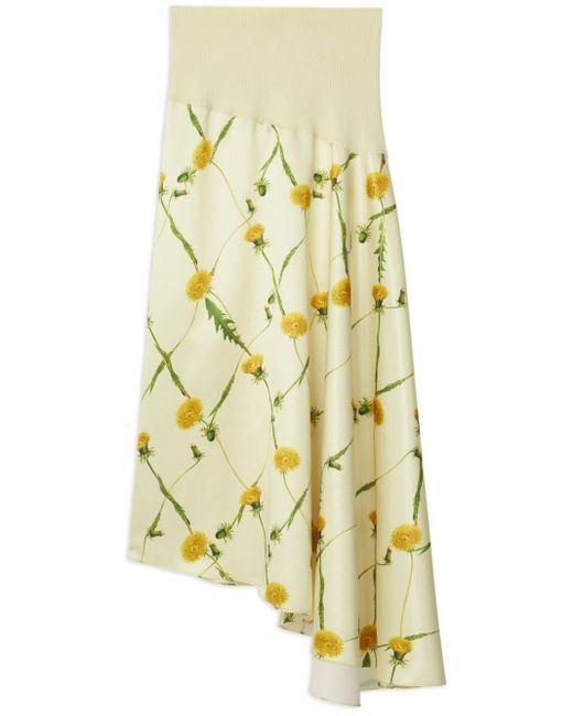 Falda asimétrica con estampado Dandelion Burberry de color Yellow