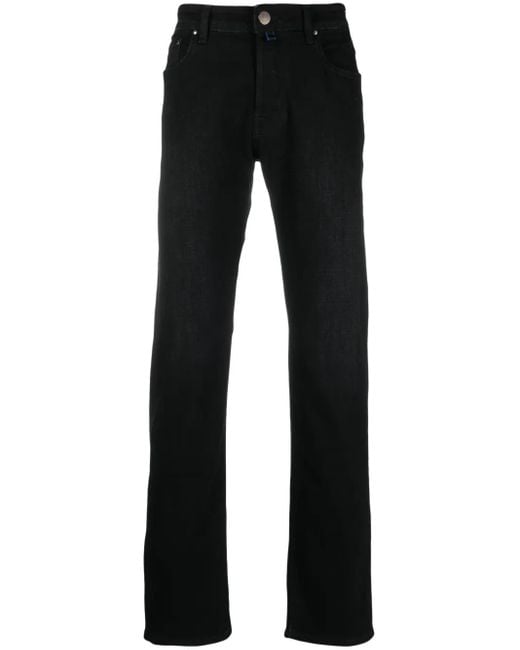 Jacob Cohen Black Logo-Patch Straight-Leg Jeans for men