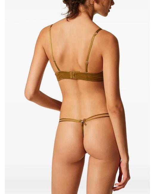 Twinset Brown Embroidered Tulle Bra