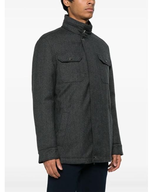 Canali Black Wool Shirt Jacket for men