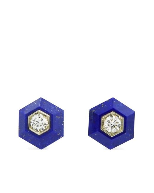 Fred Leighton Blue 18Kt Hexagon Lapis Lazuli Earrings
