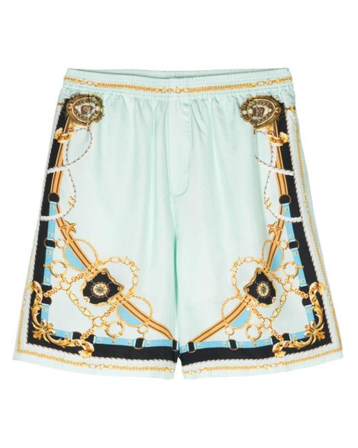 Camilla Blue Sea Charm Silk Bermuda Shorts for men