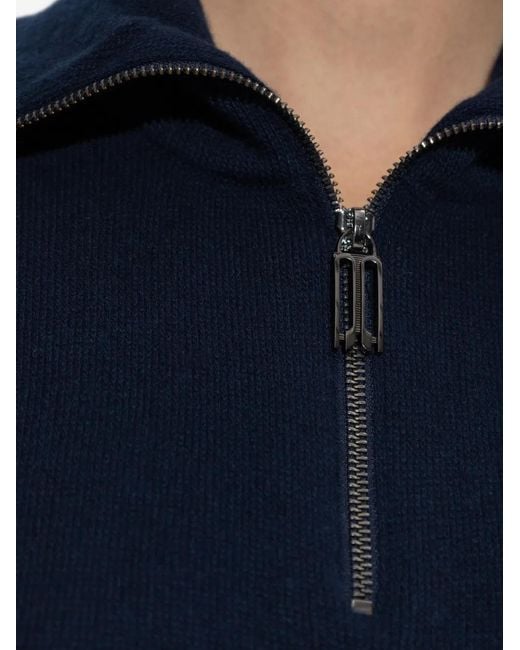 Victoria Beckham Blue Half-Zip Milano Sweater