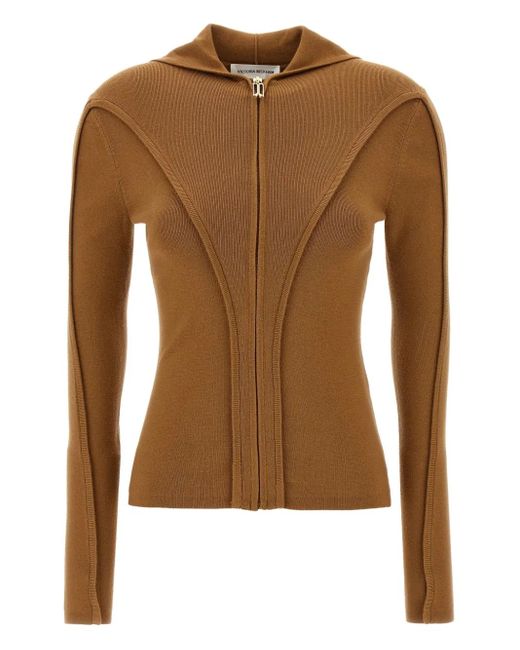 Victoria Beckham ジップアップ パーカー Brown