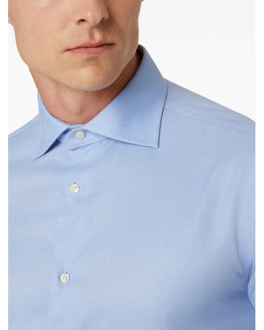 Boggi Blue Windsor-Collar Dobby Shirt for men
